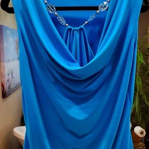 Beautiful turquoise blouse.  Cowl neck with jewels